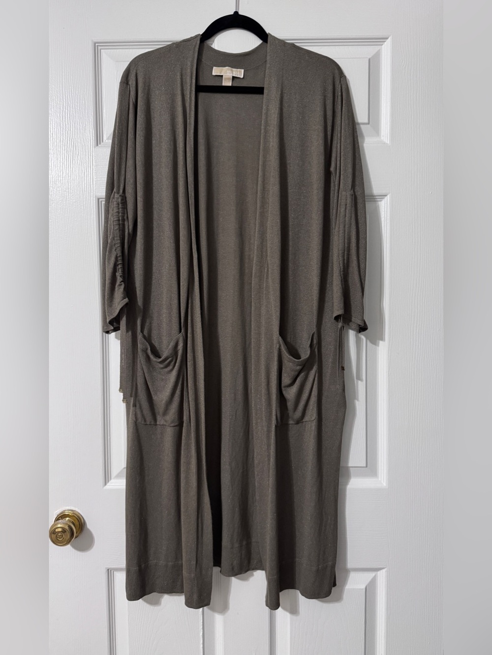 Michael Kors Women’s Long Cardigan Safari Green Size L Pockets